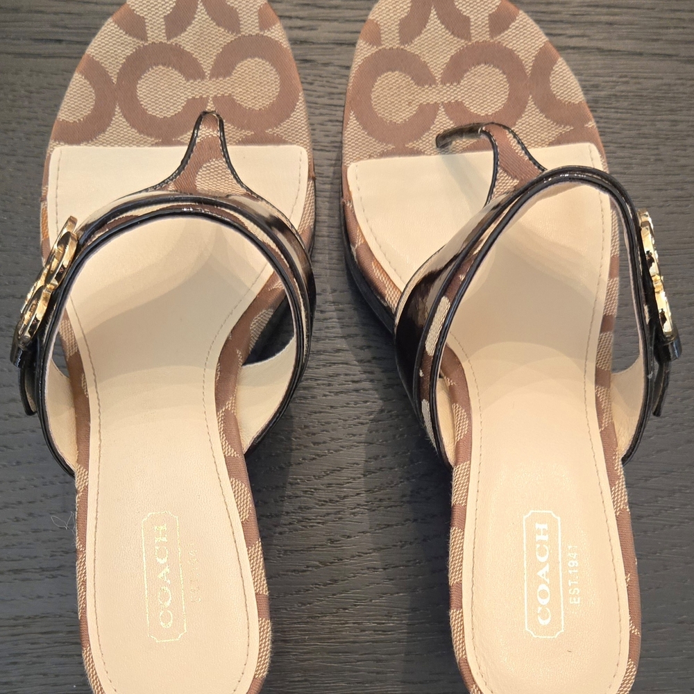 Coach Women's Brown and Black Sandals - Picture 2 of 4